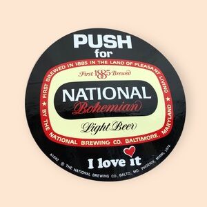 Vintage 1974 RARE National Bohemian Natty Boh Beer Sticker Baltimore Maryland
